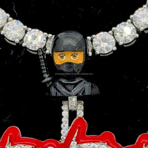 2025 nouveau rappeur bijoux pendentif personnalisé VVS Moissanite avec émail rouge 925 argent Hip Hop lettre diamant pierre principale - Product Image 3