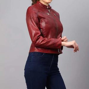 Chaqueta de Cuero Genuino de Piel de Oveja para Mujer, Abrigo de Motociclista de Moda Invernal, Fabricación Personalizada OEM - Product Image 5