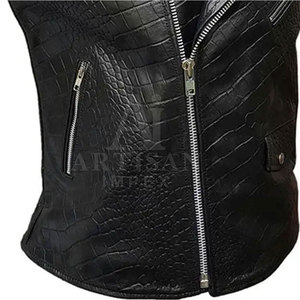 High Quality Customized Logo Lather Vest <b>Men</b> Fashion Clothing <b>Leather</b> Vest <b>Jacket</b> For <b>Men</b> Wears - Product Image 3