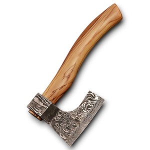 Handmade Damascus Steel 11" Wood Spilitting <b>Viking</b> Bearded <b>Axe</b> with Olive Wood Handle Outdoor Camping Daily Carry <b>Axe</b> OEM ODM - Product Image 1