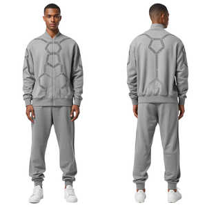 Best Selling Wholesale Price Hexagon Crystal Rhinestone Tracksuit for Men Fashion Apparel - Product Image 1