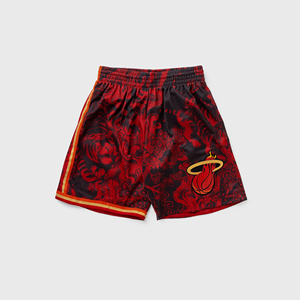 Pantalones Cortos de Baloncesto Rojos de Color Sólido para Hombre de los Miami Heat, Cintura Media, Cordón Ajustable, Secado Rápido, Transpirables, Estilo Deportivo, Impresión Digital - Product Image 1