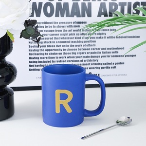 Personalized A-Z Minimalist Blue Ceramic <b>Mug</b> 400ml Custom Alphabet Smooth Underglaze Durable Microwave-safe BPA-free - Product Image 5