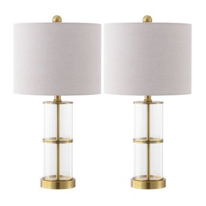 Minimalist Solid Brass <b>Table</b> Lamp with Elegant Linen Shade for Bedroom - Product Image 2
