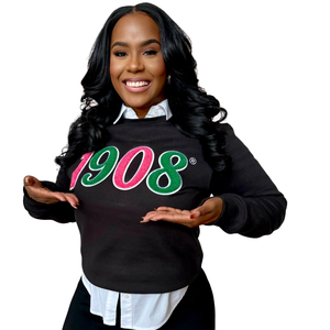 Sudadera Premium de Cuello Redondo para Mujer, Informal, de Invierno, en Felpa Verde, con Bordado de Letras Griegas - Product Image 3