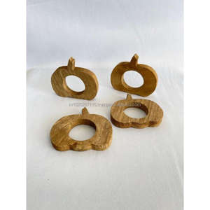 Wooden napkin ring with carved floral design for rustic <b>farmhouse</b> decor kitchen accessories and <b>dining</b> <b>table</b> <b>styling</b> - Product Image 2