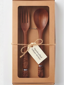 Modern Wooden Spoon And Fork Set Hand Polished Minimalist Design Perfect Reusable <b>Flatware</b> For Camping Use And Restaurant - Product Image 5