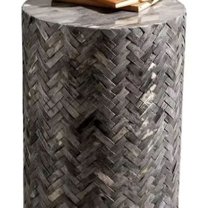 Table à tiroirs en os incrusté de la marque ILAHI, design moderne, détails en agate, rangement à trois niveaux, meuble portable pour la maison - Product Image 1