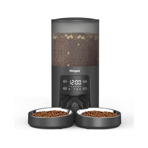 6L Automatic <b>Cat</b> <b>Feeder</b> with Dual Bowls and Programmable 6 Meal <b>Timer</b> - Product Image 1
