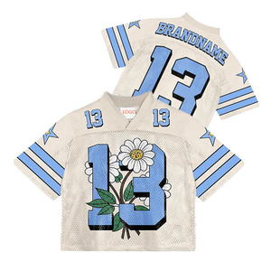 Maillot de football en mesh personnalisé par sublimation, crop top oversize streetwear unisexe, impression intégrale, OEM, marque privée, vente en gros - Product Image 4