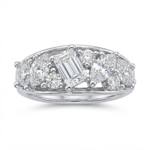 Anillo de Compromiso Clásico para Mujer con Diamante Corte Esmeralda, Oro Amarillo de 18k / Plata 925 con Baño de Rodio, Engaste de Garras, Diseño Geométrico - Product Image 1