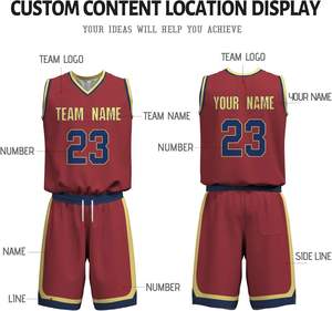 Uniforme de basket-ball de haute qualité 100% polyester à manches courtes, personnalisé avec double sangle sur le devant, matière respirante pour l'hiver, pour adultes - Product Image 5