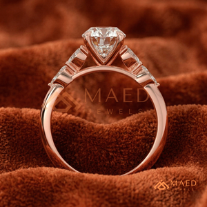 แหวนหมั้นทองคำขาว 14K/18K ทรงวงรีประดับเพชรทรงมาร์คีส์ด้านข้าง |   แหวนเจ้าสาวสามเม็ดสไตล์โรแมนติกสำหรับผู้หญิง - Product Image 3