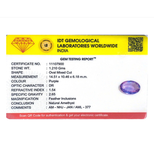 Loose Certified Natural Amethyst Gemstone-6.05 Carat High Quality Wholesale - Product Image 4