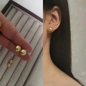 Manufacturer Wholesale 10-11mm Natural Gold Bead <b>Stud</b> <b>Earrings</b> Comparable to Nanyang S925 <b>Silver</b> Gold-Plated Ear Buckle - Product Image 3