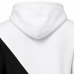 Sudadera con capucha para mujer, personalizada, blanca y negra, con 2 paneles cruzados, cremallera completa, bloques de color, manga larga, informal, para hermandades universitarias - Product Image 5