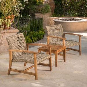 Set di 2 Poltrone Club Hampton in Legno e Vimini per Uso in Giardino - Product Image 4