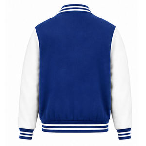 Custom Made Latest Designs Long Sleeve Varsity Jacket for Men Stand Collar Front Logo <b>Plain</b> Dyed Eco-Friendly Men Varsity Jacket - Product Image 3