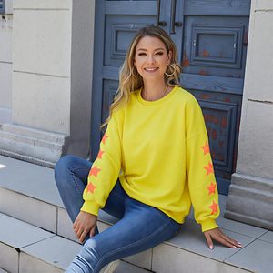 Sudadera de Moda para Mujer, Casual, con Hombros Caídos, Cuello Redondo, Transpirable, de Algodón, con Mangas Bordadas - Product Image 5