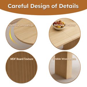 62.9 pollici tavolo da pranzo ovale per 6 grande piedistallo di legno a strisce di finitura naturale fattoria tavolo da cucina per sala da pranzo soggiorno - Product Image 3