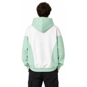 Sudadera con Capucha Unisex Oversize, Bloques de Color, Algodón French Terry, Manga Raglán, Estilo Casual Otoñal, Bolsillo Frontal con Logo - Product Image 5