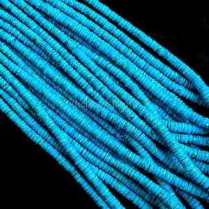 Perles Heishi facettées en turquoise d'Arizona, perles en turquoise naturelle en forme de pneu, 4-6 mm, perles de pierres précieuses en turquoise pour la fabrication de bijoux, 16 pouces - Product Image 3