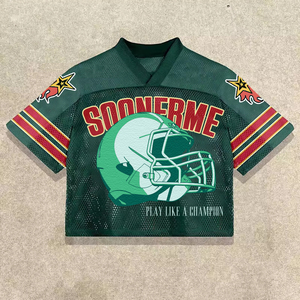 เสื้อยืดเจอร์ซีย์ทรงบ็อกซี่สำหรับผู้ชายรุ่นใหม่ล่าสุด ใส่สบายในช่วงฤดูร้อน แห้งเร็ว ผ้าตาข่าย พิมพ์ลายดิจิตอลตามสั่ง ทรงโอเวอร์ไซส์ - Product Image 2