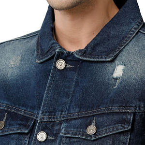 Streetwear oversized <b>men</b> <b>denim</b> <b>jacket</b> ripped design thick lined blue jean outerwear sherpa collar for winter casual - Product Image 5