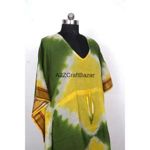 เดรสผ้าฝ้ายพิมพ์ลายดอกไม้สไตล์อินเดีย งานแฮนด์เมด 100% ทรงเข้ารูป คอวี แขนสั้น ความยาวปานกลาง แต่งระบายและพู่ห้อย สำหรับผู้หญิง - Product Image 4