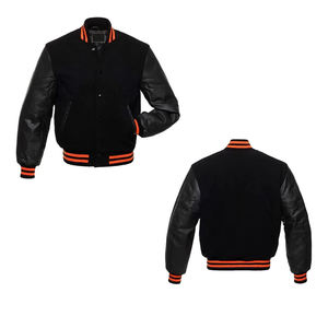 Men Fashionable Pu Leather Baseball Varsity Puffer <b>Jacket</b> For Men Manufacture Style <b>Patchwork</b> Sleeve Splice Argyle Winter OEM - Product Image 3