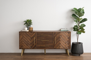 Industrial Modern 1.65M <b>Sideboard</b> Wooden Buffet Cabinet Frame Wooden Storage Cabinet Furniture for Dining and Bedroom - Product Image 3