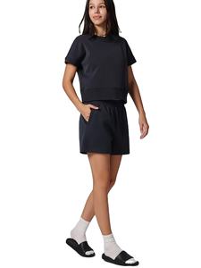 T-shirt de fitness pour femme, nouvelle collection été, col tombant, micro-polaire délavée, manches courtes, coupe classique, 100 % coton - Product Image 4