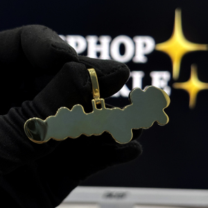 Collar con Colgante de Letra Gótica Personalizada, Estilo Hip Hop, Chapado en Rodio sobre Plata 925, con Moissanita, Unisex, para Regalo - Product Image 4