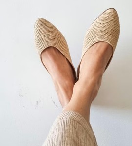 Raffia Slides, Handmade Moroccan shoes, Raffia Women babouch, <b>Flats</b> - Product Image 1