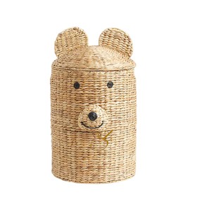 Handwoven Water Hyacinth Elephant <b>Basket</b> Cute Safari Toy Storage <b>Hamper</b> Open Top Decorative Bin <b>for</b> Nursery - Product Image 1