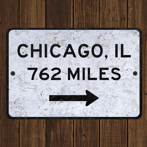 CIFbuy Insegna Personalizzata in Metallo Stile Vintage - Cartello Distanza Chicago, Souvenir Personalizzato per Viaggiatori, Servizio di Ritiro Disponibile - Product Image 4