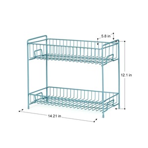 Stylish Blue Metal Two Tier Spice <b>Storage</b> <b>Rack</b> Suitable For Spices Condiments Cups And Countertop Organization From India - Product Image 6