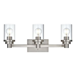 3-<b>Light</b> Brushed Nickel Bathroom <b>Vanity</b> Lighting Fixtures with Clear Glass Shade for Bathrooms & <b>Mirrors</b> - Product Image 5