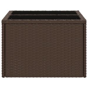 Tavolo da giardino marrone PE Rattan con prodotti in acciaio verniciato a polvere e tavoli da esterno in vetro temperato - Product Image 5