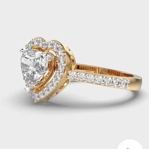 Bague de fiançailles, de mariage ou de promesse de luxe pour femme en or massif 14 carats avec diamant de laboratoire taille cœur certifié IGI – Cadeau d'anniversaire - Product Image 2