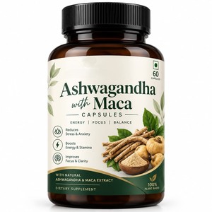 Ashwagandha pure avec capsules de Maca, 60 unités. Ashwagandha sélectionnée avec capsules de Maca pour le bien-être quotidien, favorise l'énergie naturelle. - Product Image 2