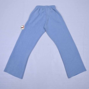 <b>Light</b> Blue Terry Wide Leg Pants Drawstring Waist Casual Full Length Women Solid Color Loose Fit Mid Rise Knitted Cotton <b>Trousers</b> - Product Image 2
