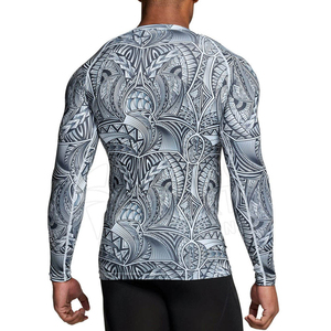 Custom <b>Men</b> Tribal Print <b>Compression</b> <b>Shirt</b> OEM Private Label Long Sleeve Gym Fitness Training Sportswear Supplier - Product Image 4