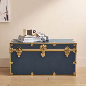 Luxury 2 Piece Metal <b>Storage</b> Trunk Set Decorative <b>Stackable</b> Home Organizer <b>Box</b> Wardrobe <b>Storage</b> Chest Gold Hardware - Product Image 2