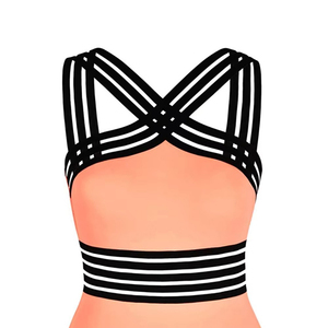 Maillot de bain une pièce taille haute pour femme, rayé, effet ventre plat, style rétro, pour la plage, été, en Spandex et Polyester - Product Image 3