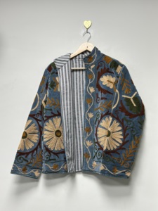Handcrafted Velvet Suzani Embroidered Bomber Jacket Women Vintage Floral Bohemian <b>Coat</b> Warm Autumn Winter Breathable Cotton - Product Image 2