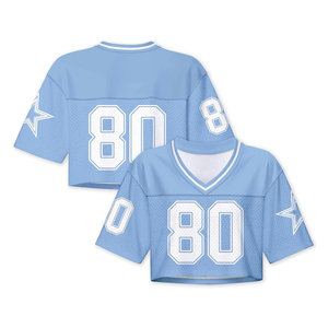 Women <b>Mesh</b> Jersey <b>Crop</b> T Shirt V Neck Short Sleeve T8 Logo Printed Sporty <b>Top</b> Breathable Regular Fit All Seasons - Product Image 5