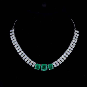 Luxury Women's 925 <b>Silver</b> Emerald Cut Diamond <b>Choker</b> Necklace Geometric Party Jewelry - Product Image 1