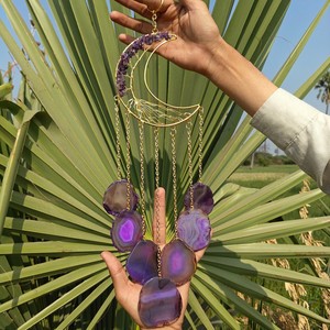 Amethyst Moon Wind Chime Hanging for Home Decor Reiki Healing Feng Shui | Handmade <b>Crystal</b> <b>Tree</b> Life Pattern Seven Chakra Brand - Product Image 4