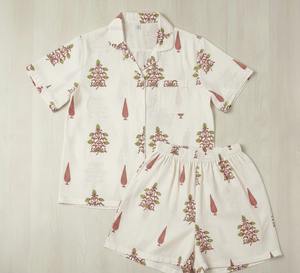 Conjunto de Pijama Corto de Verano para Mujer, con Cierre de Botones, de Algodón, Manga Larga, Personalizado, Estampado a Mano - Product Image 2